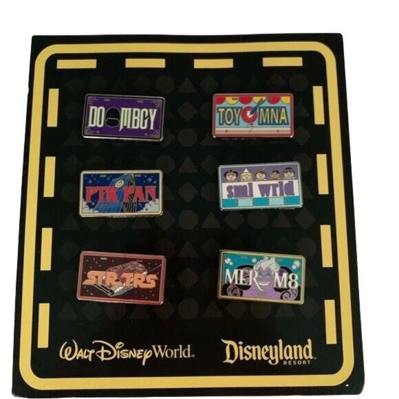 Disney Park Attractions Star Tours Haunted Mansion License Plate Booster Pin Set - Picture 2 of 11